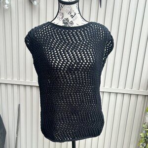 WOOL AND THE GANG Hand Knitted In Peru Black Sleeveless Top